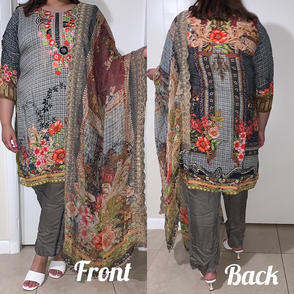 3 piece lawn suit| Pakistani/Indian Shalwar Kameez